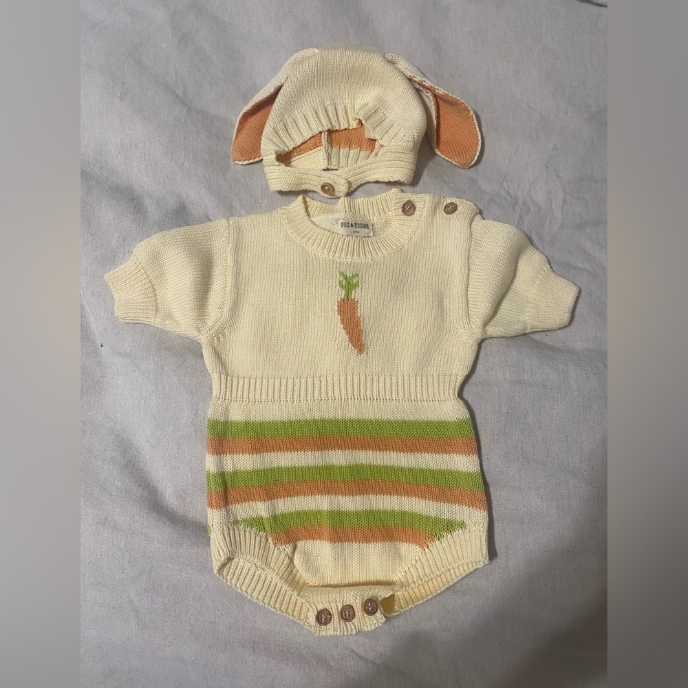 Finn & Vince Retro Carrot One Piece with Bonnet Bunny ears